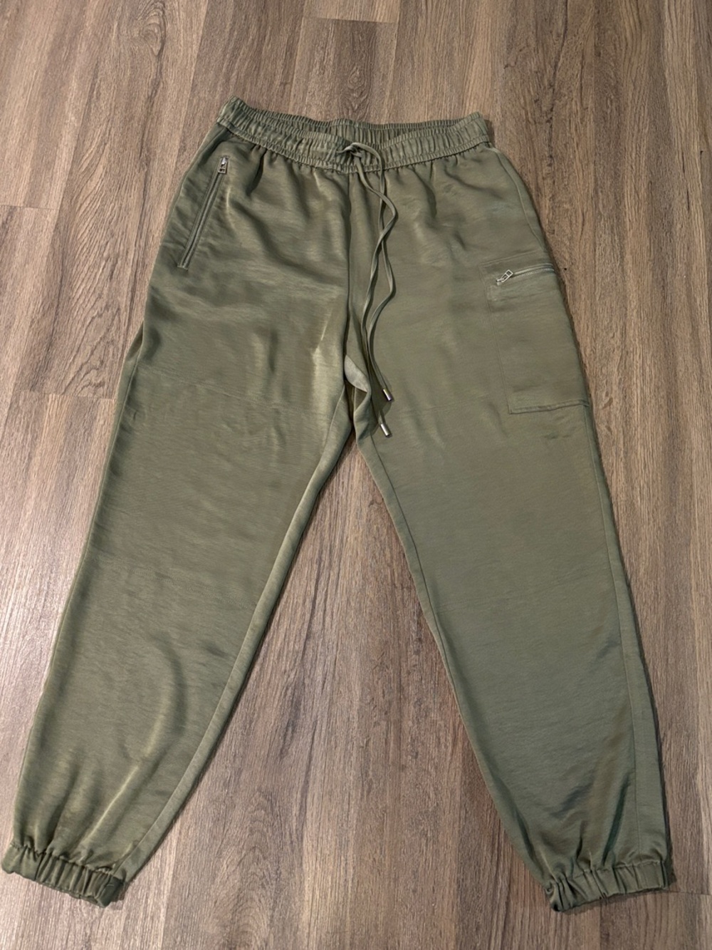 Jennifer Lopez Olive Drawstring Jogger Pants
